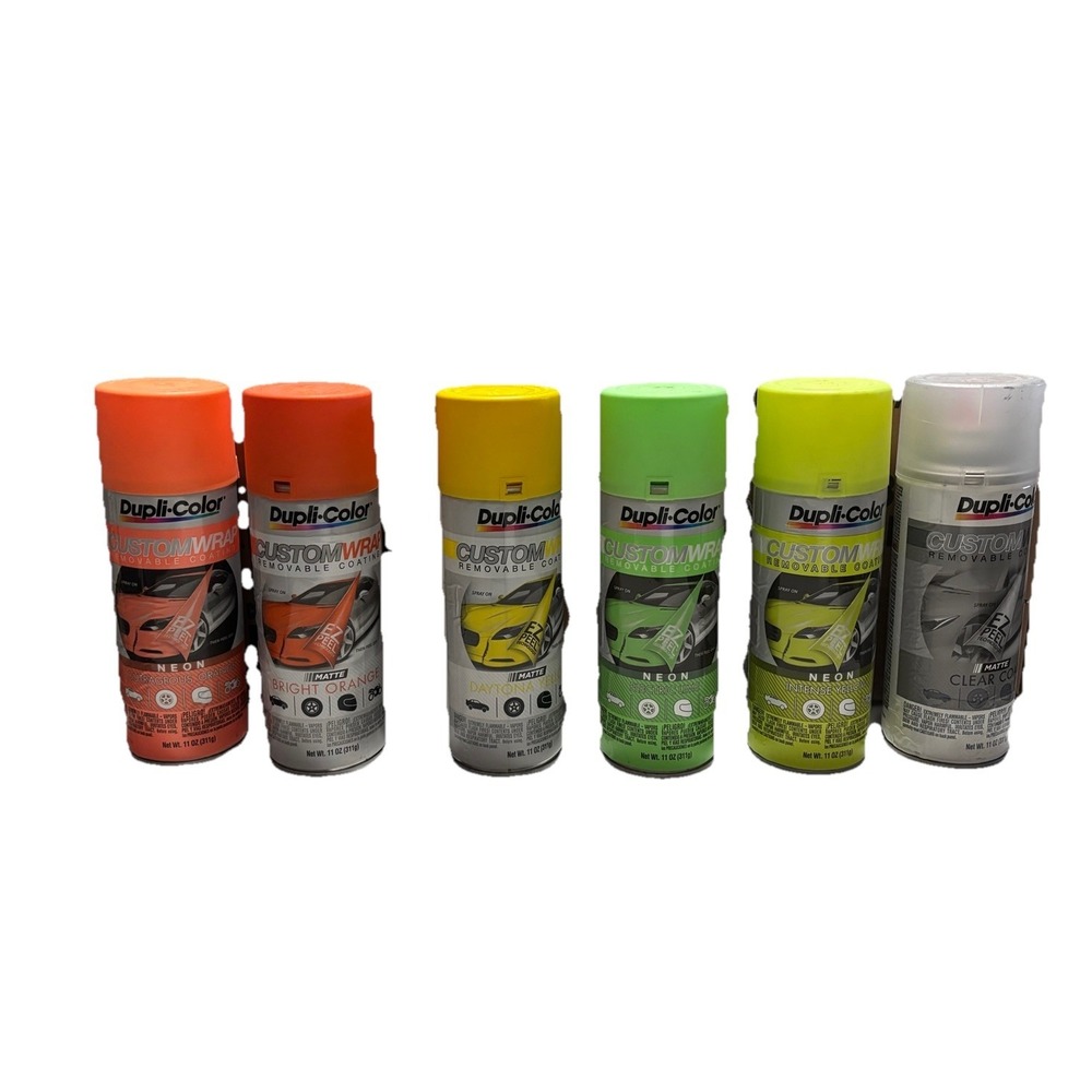 Dupli-Color Custom Wrap 11oz Peelable Spray Paint Lot‎ Neon Matte Clear 32x Bulk